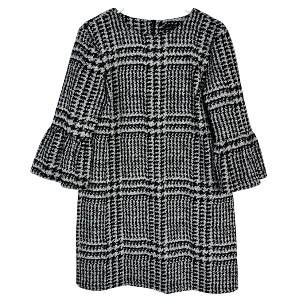 Zara Woman Houndstooth 3/4 Sleeve Dress Sz L